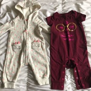 Two baby girl jumpsuit/ rompers/ onesie